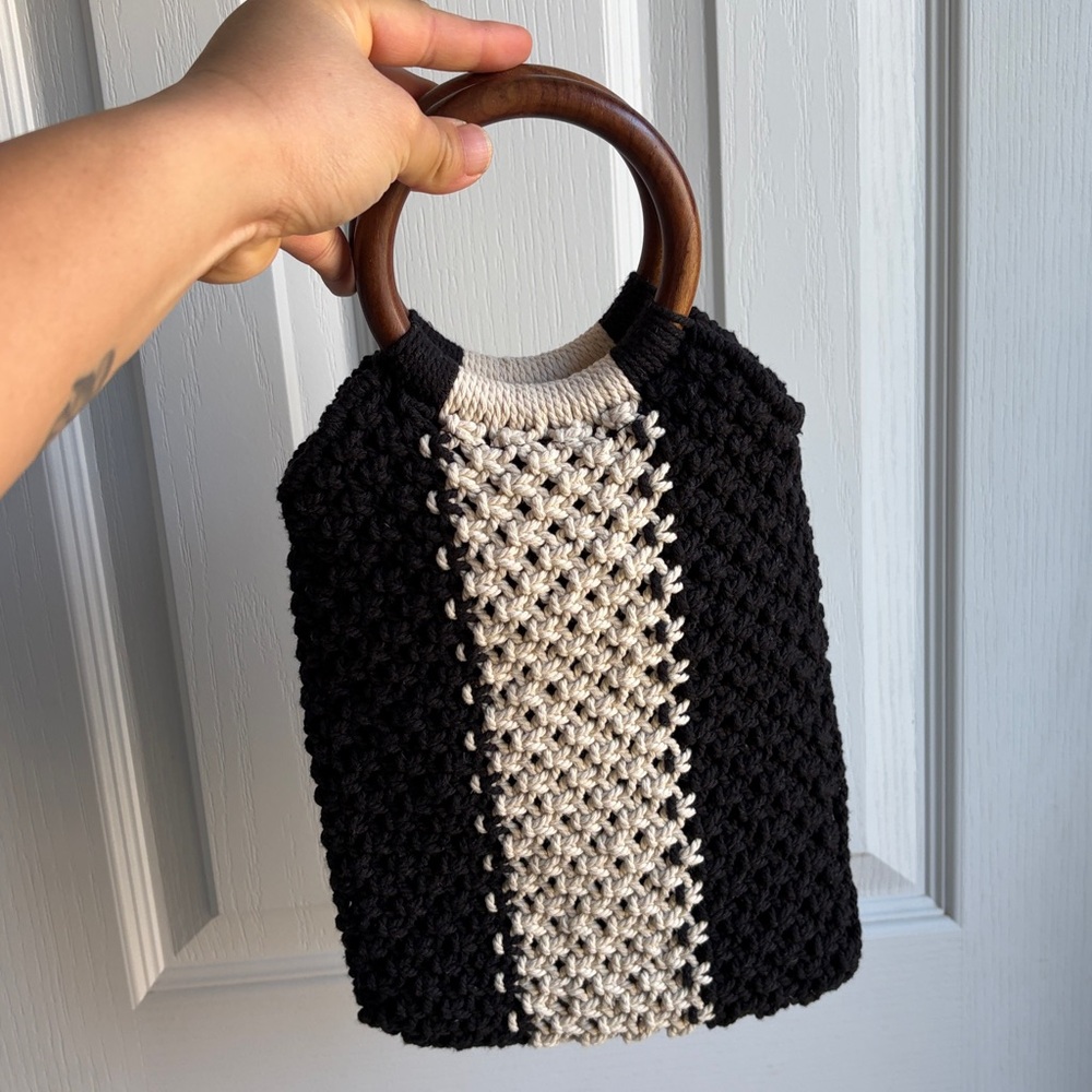 Curateur x Laude The Label "Gabby" Black and Off/White Mini Macrame Bag